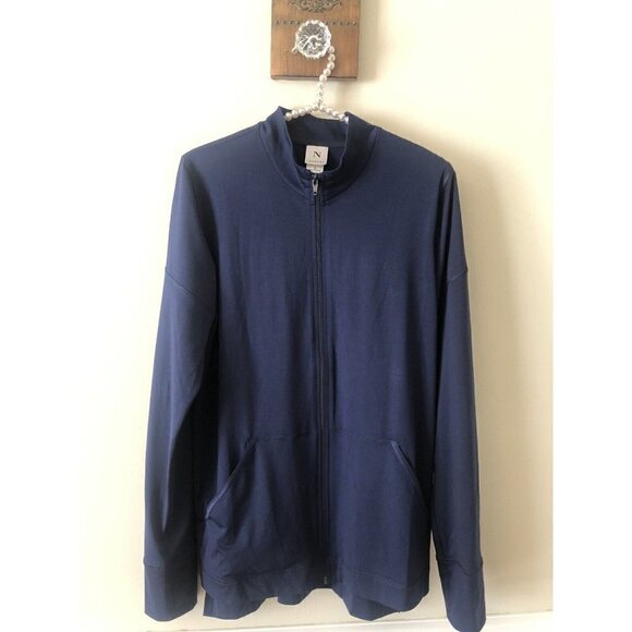 Natori Womens Size Medium Blue Full Zip Tunic Jacket - Picture 1 of 4